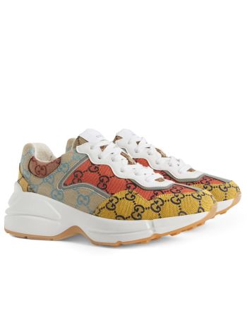 Gucci Unisex Rhyton GG Multicolor Sneaker Yellow